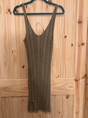Spell Olive Green Sleeveless Midi Knit Dress